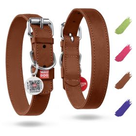 Long Lasting Leather Dog Collar for Large Dogs Medium Small Dogs Adjustable with Durable Buckle D Ring 12-15 inch Neck x 4/5 inch Wide Brown