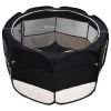 Foldable Dog Playpen with Carrying Bag Black 57.1"x57.1"x24"