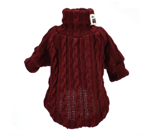 Pet Turtleneck Knitted Sweater Winter Dog Cat Keep Warm (Option: Wine Red-S)