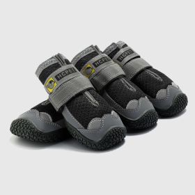 Pet Non-Skid Booties, Waterproof Socks Breathable Non-Slip with 3m Reflective Adjustable Strap Small to Large Size (4PCS/Set) Paw Protector (Color: black, size: XL)