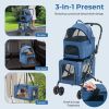 Double Pet Stroller Foldable 3-in-1 Dog Stroller with 2 Detachable Carriers